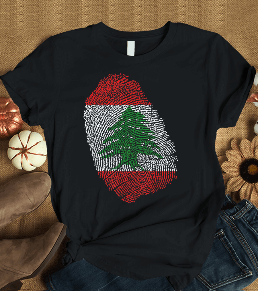 Lebanon Lebanese Flag Fingerprint Symbol of Love and Protest T-Shirt