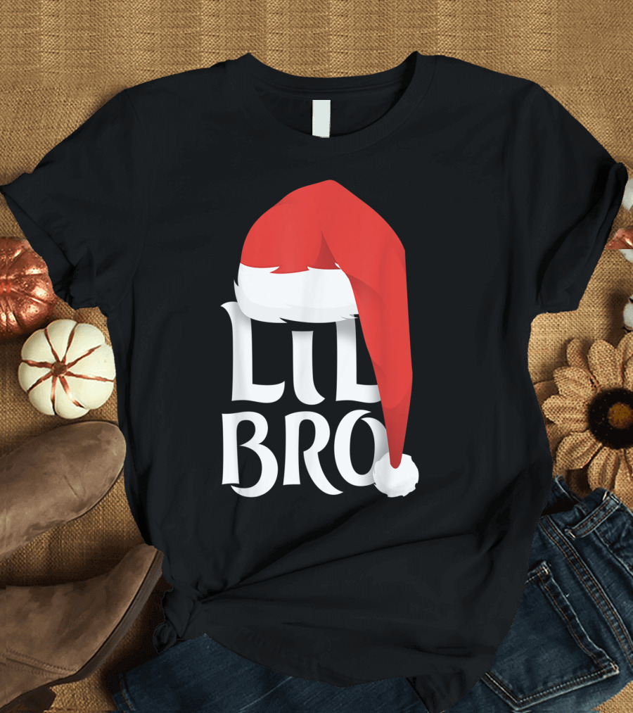 Lil Bro Santa Hat Holiday Fun T-Shirt