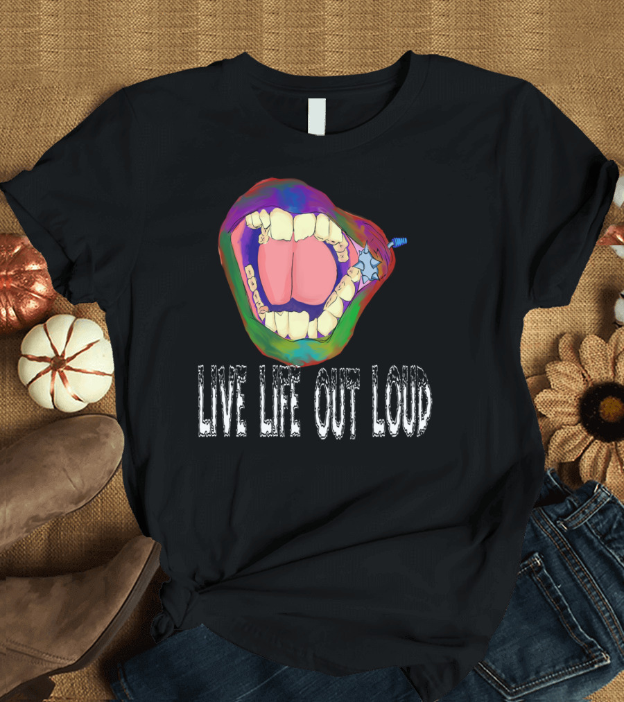 LIVE LIFE OUT LOUD Rainbow Teeth Scream T-Shirt