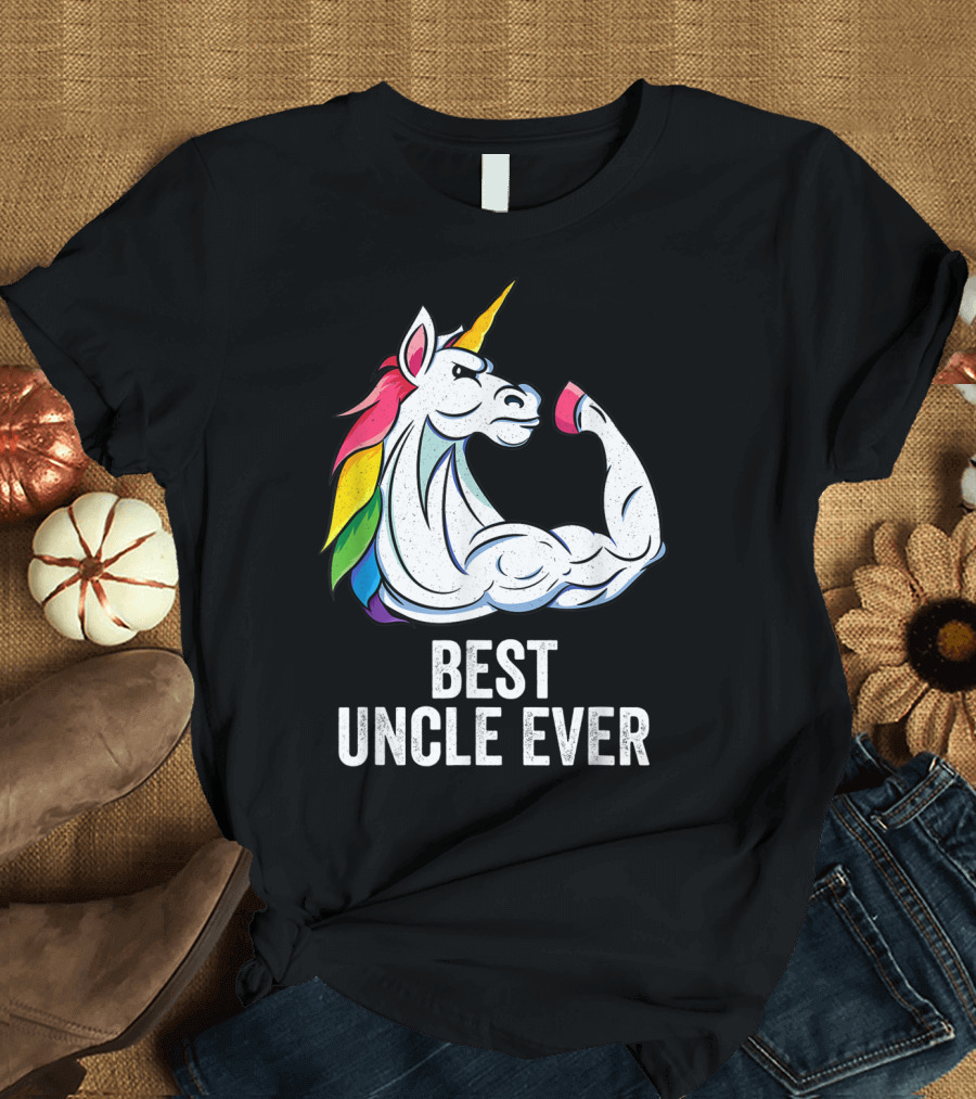 Mens Cute Unicorn Best Uncle Ever Fun T-Shirt