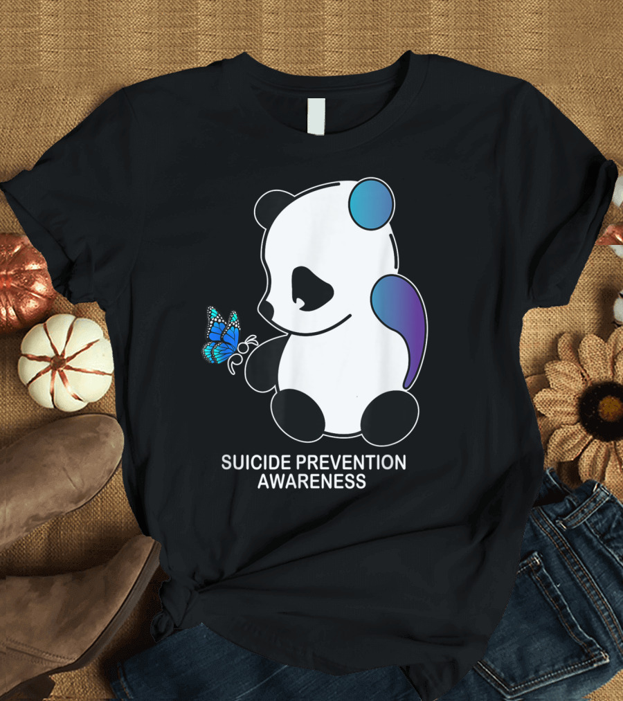 Panda Semicolon Butterfly Suicide Prevention Awareness T-Shirt