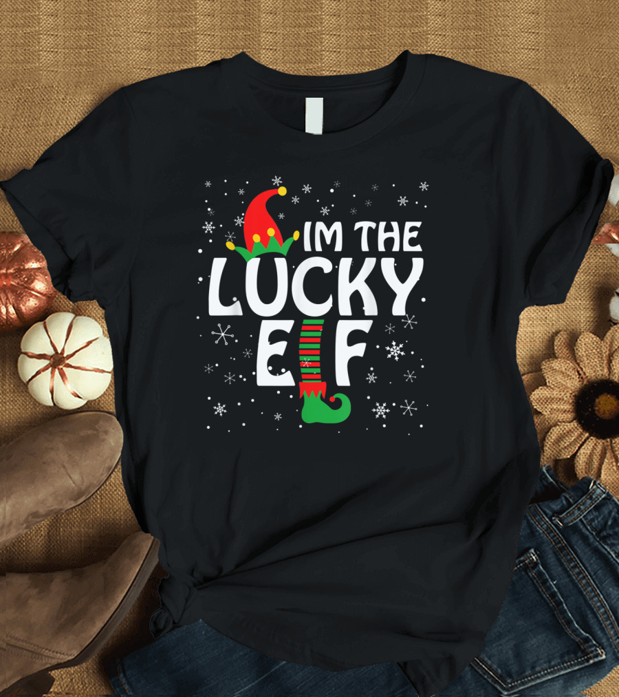 I'm The Lucky Elf Christmas Snowflakes T-Shirt