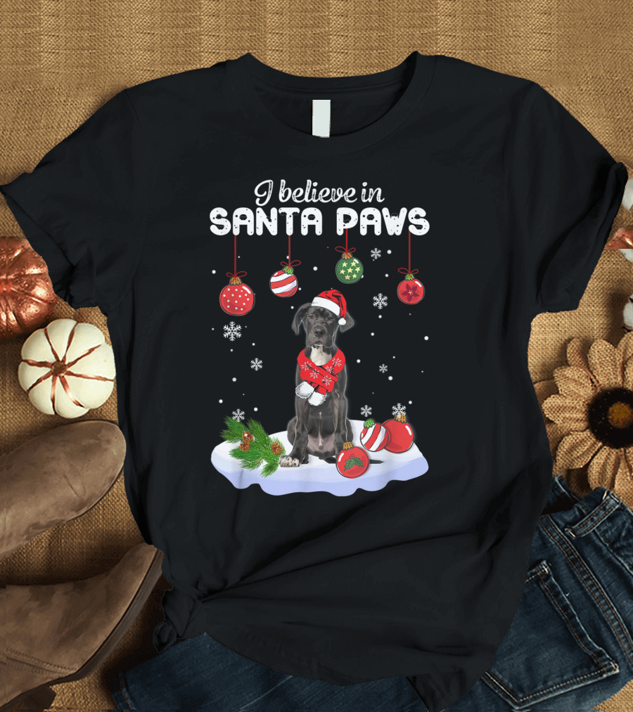 I Believe In Santa Paws Great Dane Ornaments Snowflakes T-Shirt