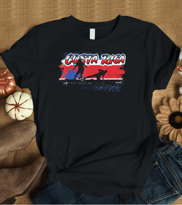 T-Shirt: Costa Rica Soccer Players with Flag Background T-Shirt Costa Rica Soccer Players with Flag Background T-Shirt
