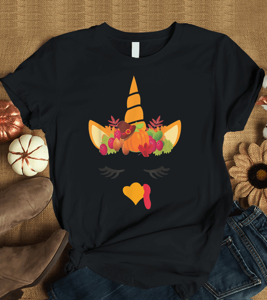 Funny Cute Unicorn Turkey Thanksgiving Mashup T-Shirt