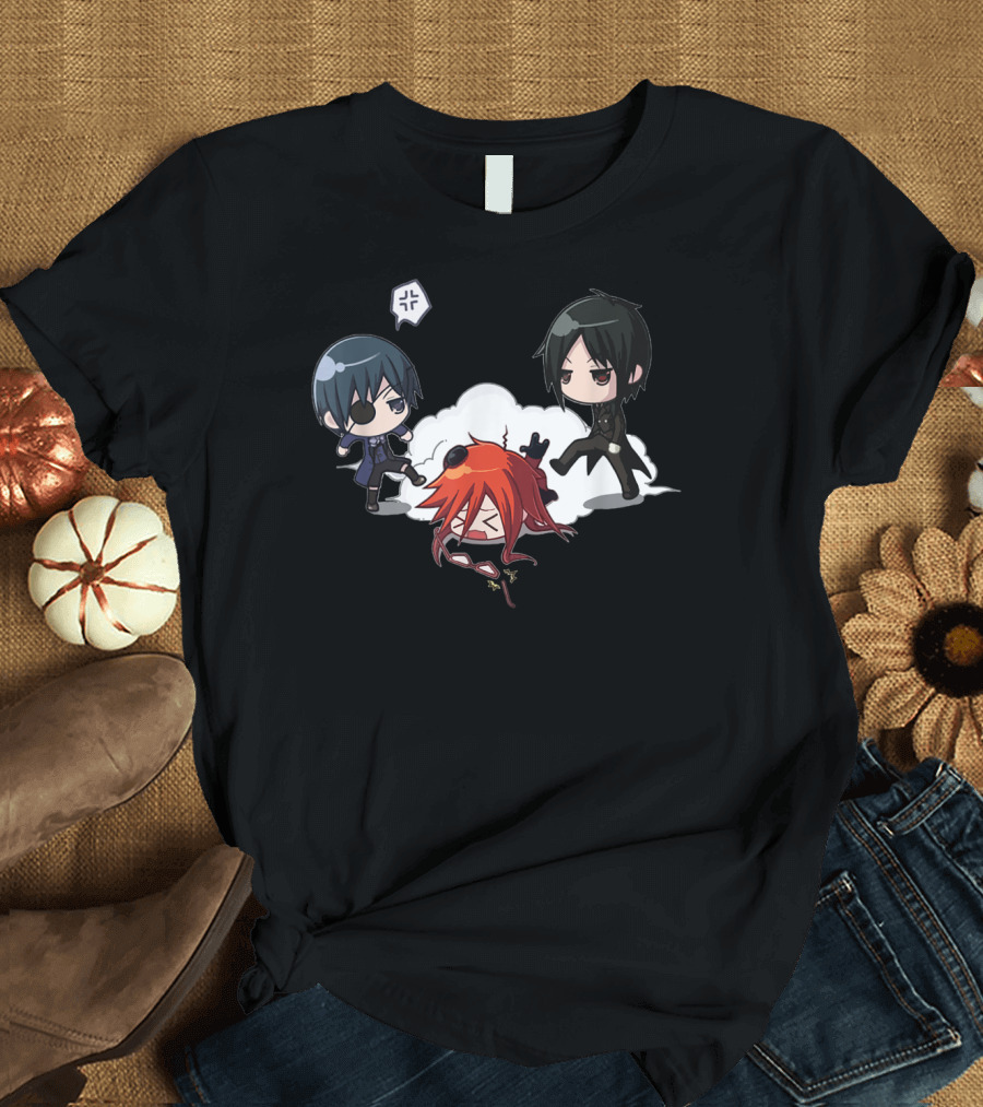 Cute Chibi Butler and Friends Playful Scene T-Shirt