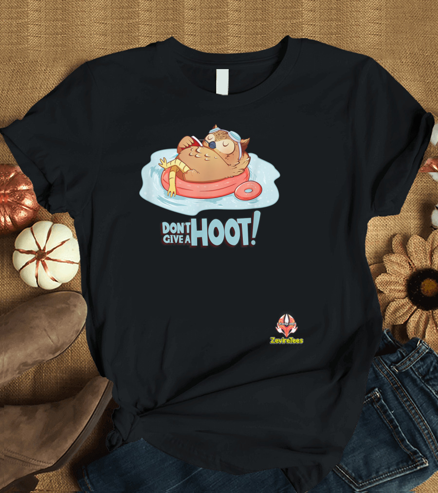 Don't Give a Hoot Lounging Owl ZevicTees T-Shirt
