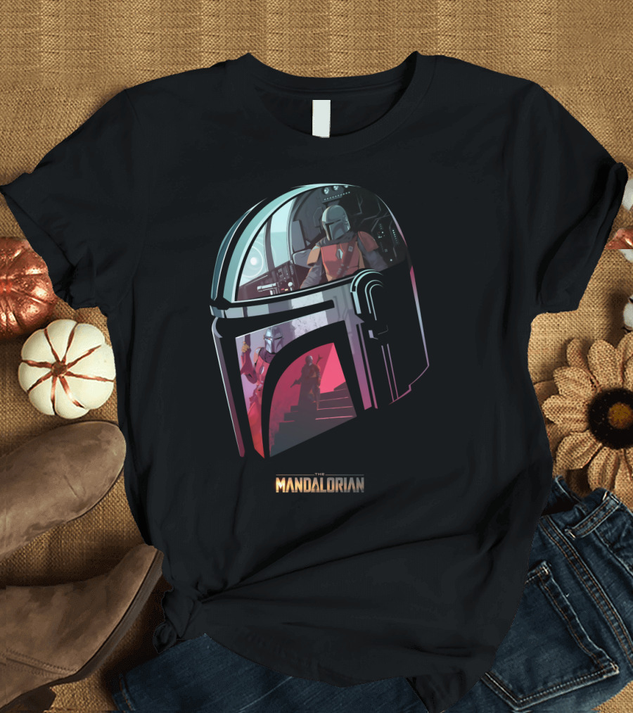 The Mandalorian Helmet Reflection Scene T-Shirt