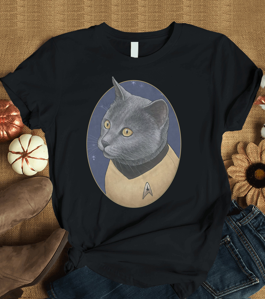 Star Trek Chekov Cat in Starfleet Uniform with Delta Badge T-Shirt