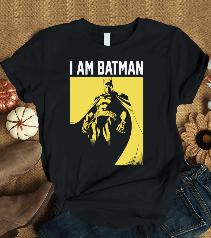 I Am Batman Yellow Black Bold Shadow T-Shirt