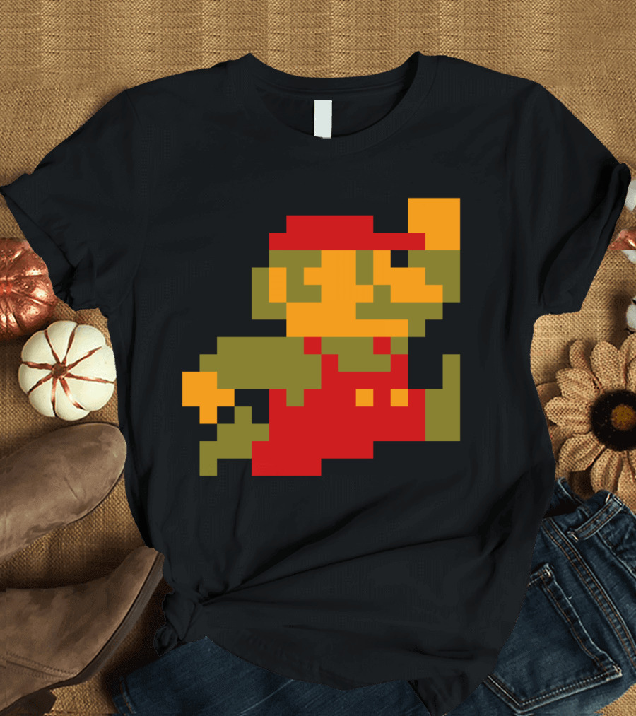 Classic 8-Bit Mario Pixel Art Character T-Shirt
