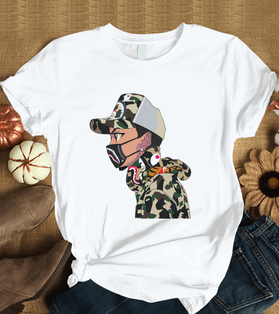 The Boondocks GT Camo Shark Face Mask Hat Hoodie Anime T-Shirt