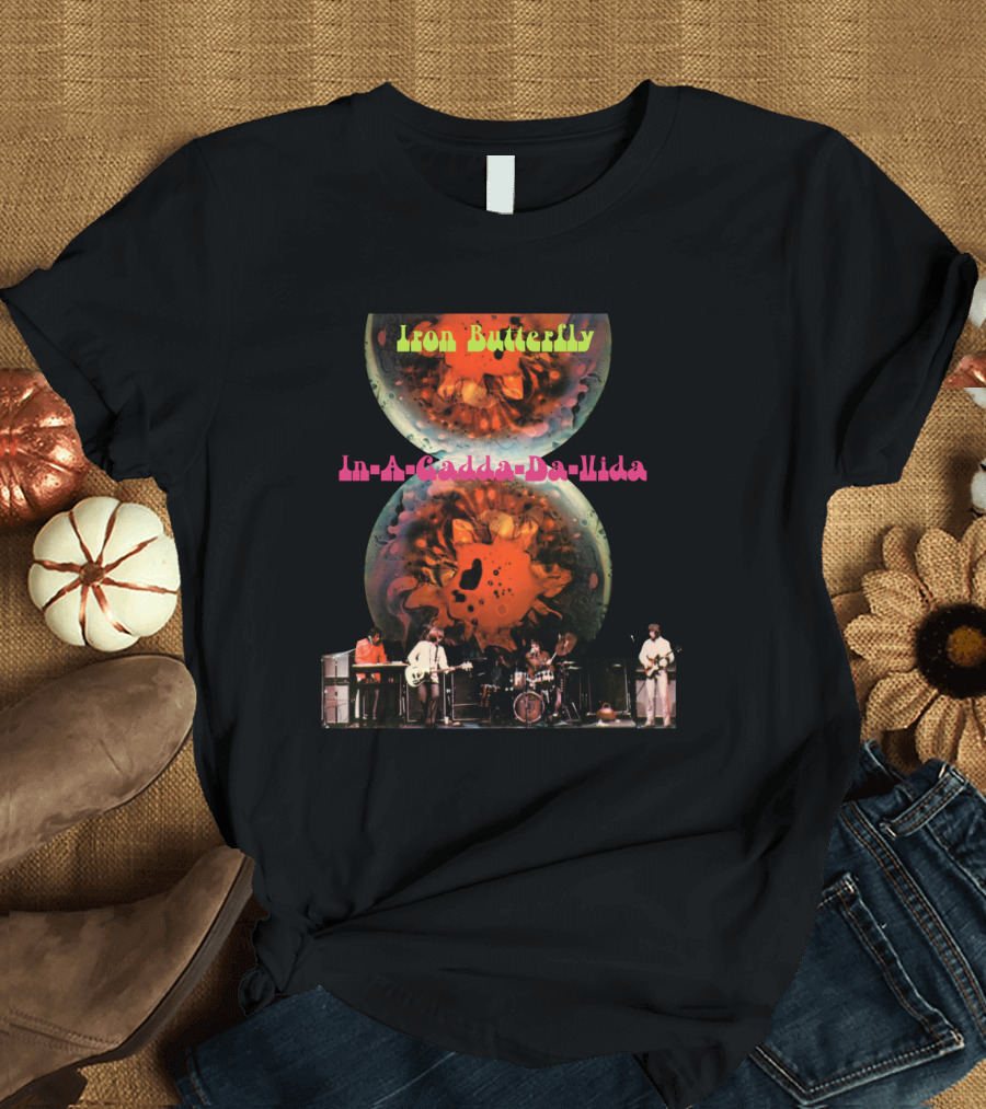 Iron Butterfly In-A-Gadda-Da-Vida Album Cover Retro Band Performance T-Shirt