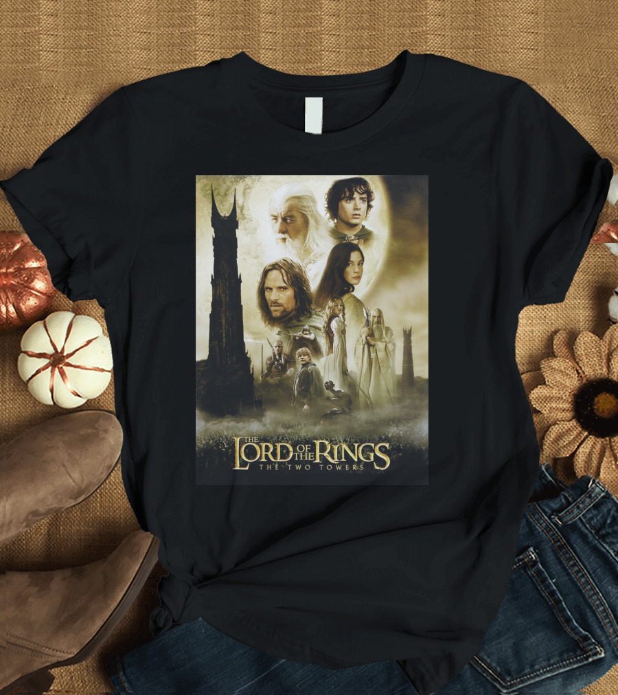 The Lord of the Rings The Two Towers Movie Characters and Towers T-Shirt