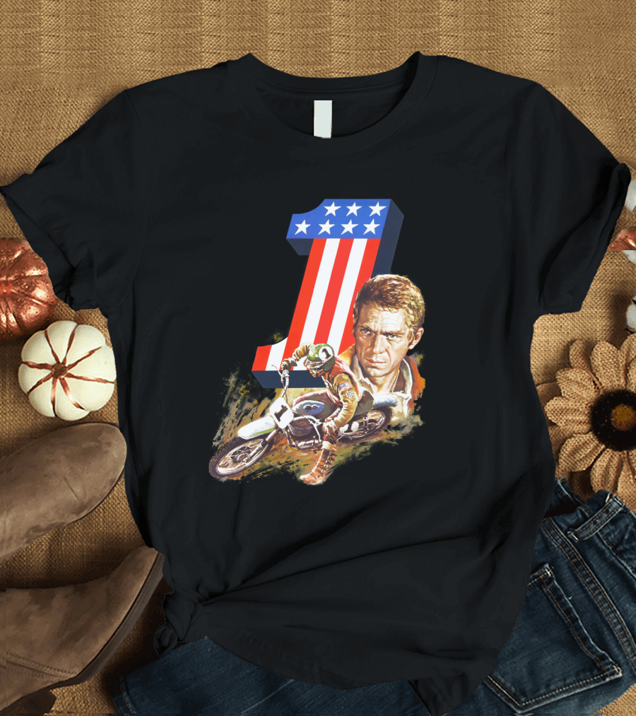 Steve McQueen Motorcycle Number One On Any Sunday T-Shirt