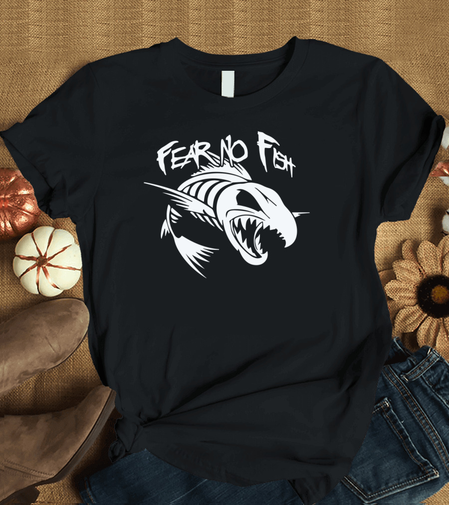 Fear No Fish Aggressive Fish Skeleton T-Shirt