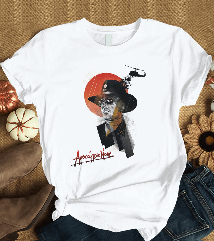 Apocalypse Now Helicopter and Soldier with Red Sun Iconography T-Shirt