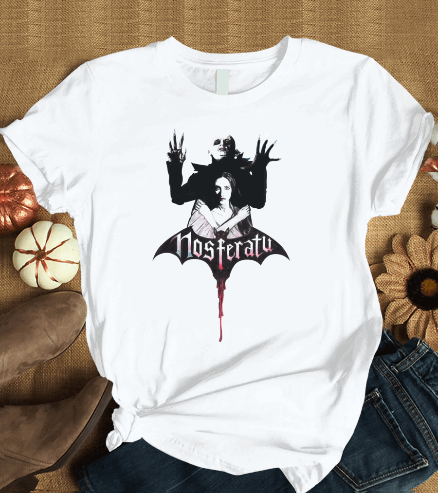 Nosferatu Vampyre Gothic Horror Illustration with Vampire and Woman T-Shirt