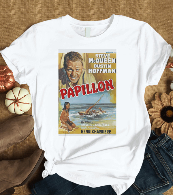 T-Shirt: Steve McQueen Dustin Hoffman Papillon 1974 Film Henri Charriere Franklin J. Schaffner Belgian T-Shirt Steve McQueen Dustin Hoffman Papillon 1974 Film Henri Charriere Franklin J. Schaffner Belgian T-Shirt