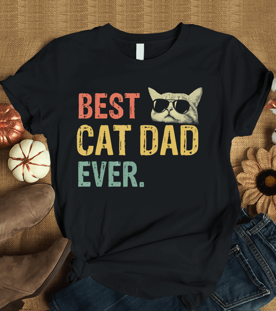 Best Cat Dad Ever Sunglass Cat Daddy T-Shirt