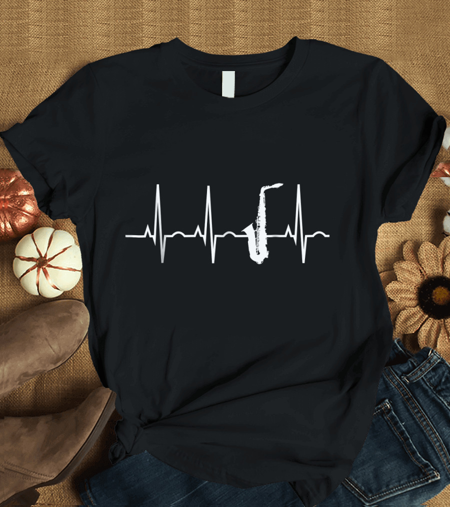Saxophone Player Heartbeat Saxophone T-Shirt