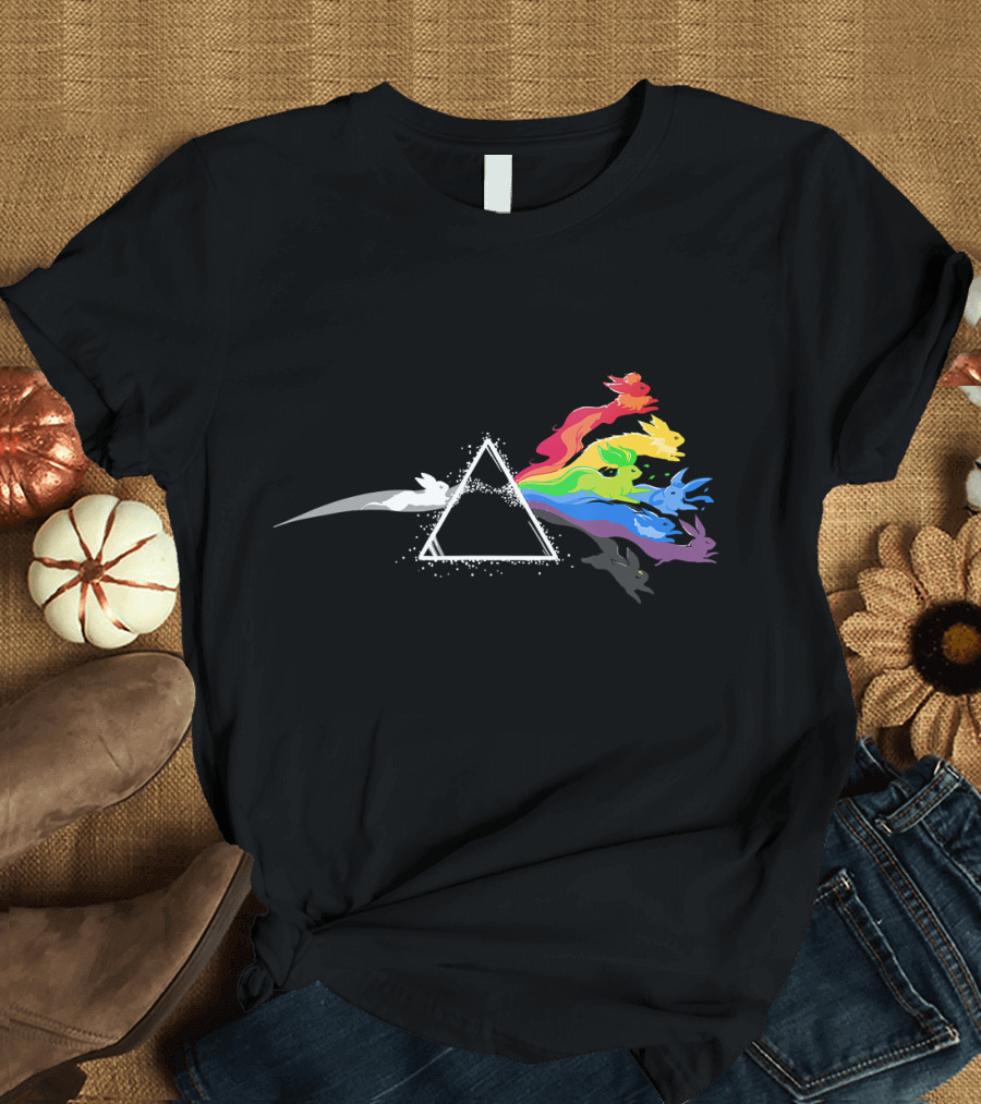 The Wall Prism Refraction Pink Triangle Rainbow Animals T-Shirt