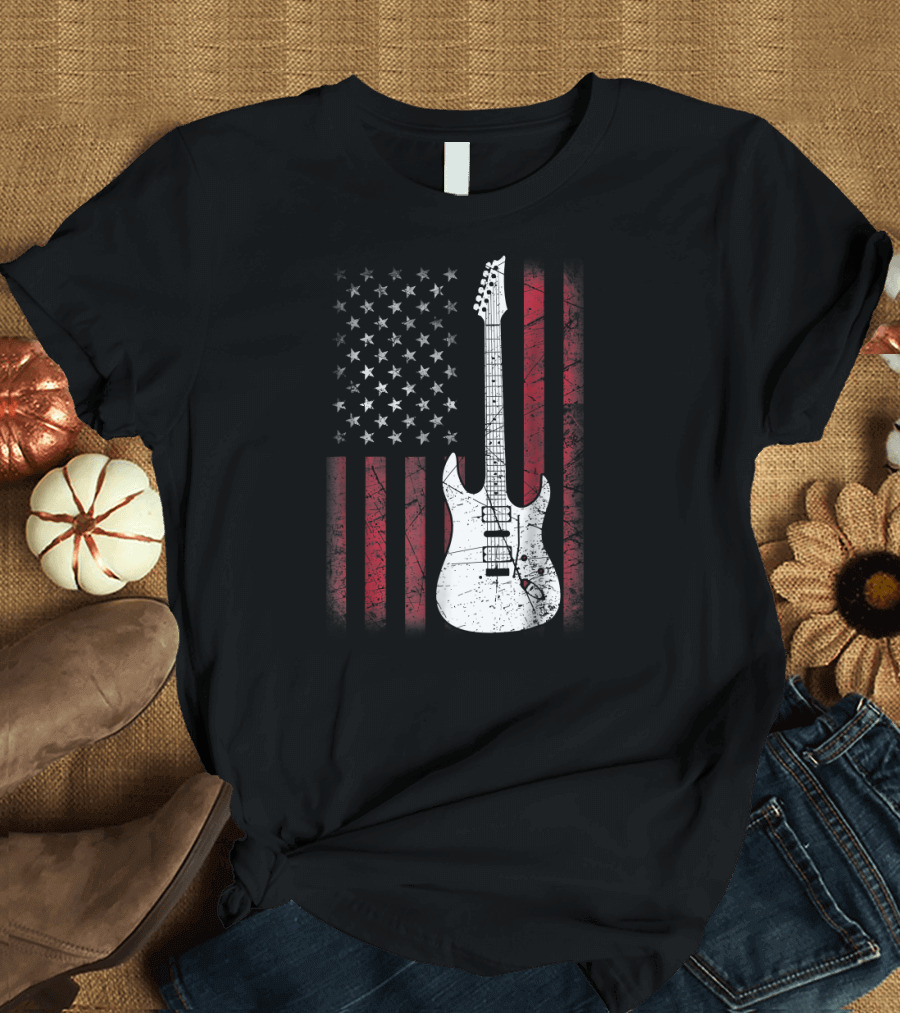 American Flag Guitar Music Player USA Iconic T-Shirt