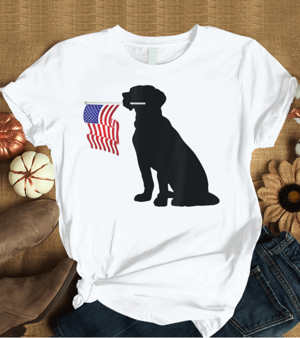 T-Shirt: July 4th Patriotic USA Flag with Dog T-Shirt July 4th Patriotic USA Flag with Dog T-Shirt