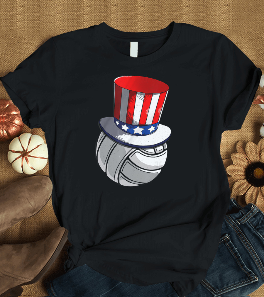 Patriotic USA Flag Hat Volleyball T-Shirt