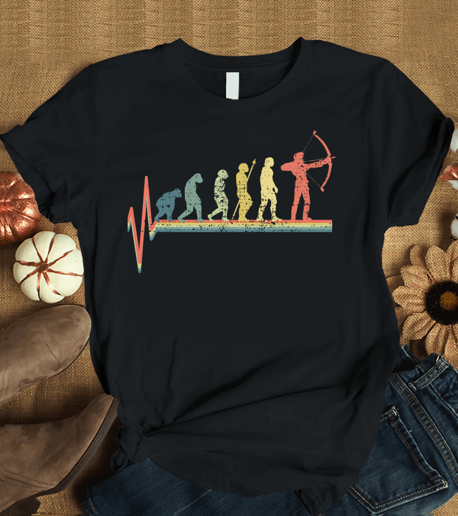 Bow Hunter Evolution Funny Heartbeat T-Shirt