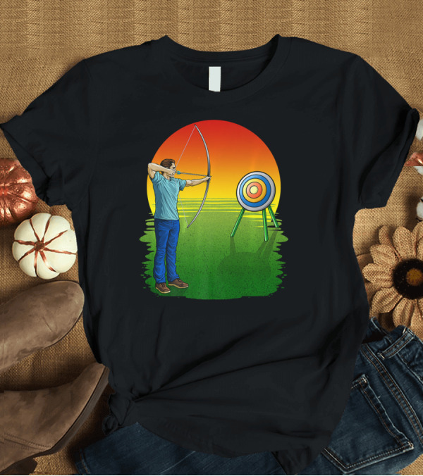 T-Shirt: Funny Archery Arrow Sunset Target Practice T-Shirt Funny Archery Arrow Sunset Target Practice T-Shirt