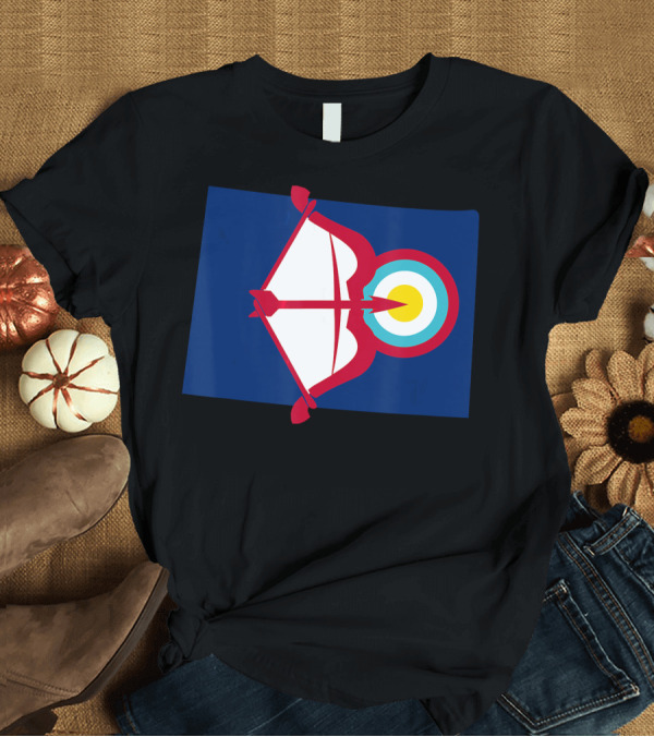 T-Shirt: Colorado State Flag Bow and Arrow Target Outdoor Sports T-Shirt Colorado State Flag Bow and Arrow Target Outdoor Sports T-Shirt