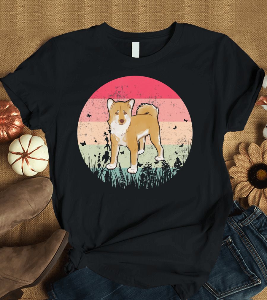 Akita Inu Retro Style with Colorful T-Shirt