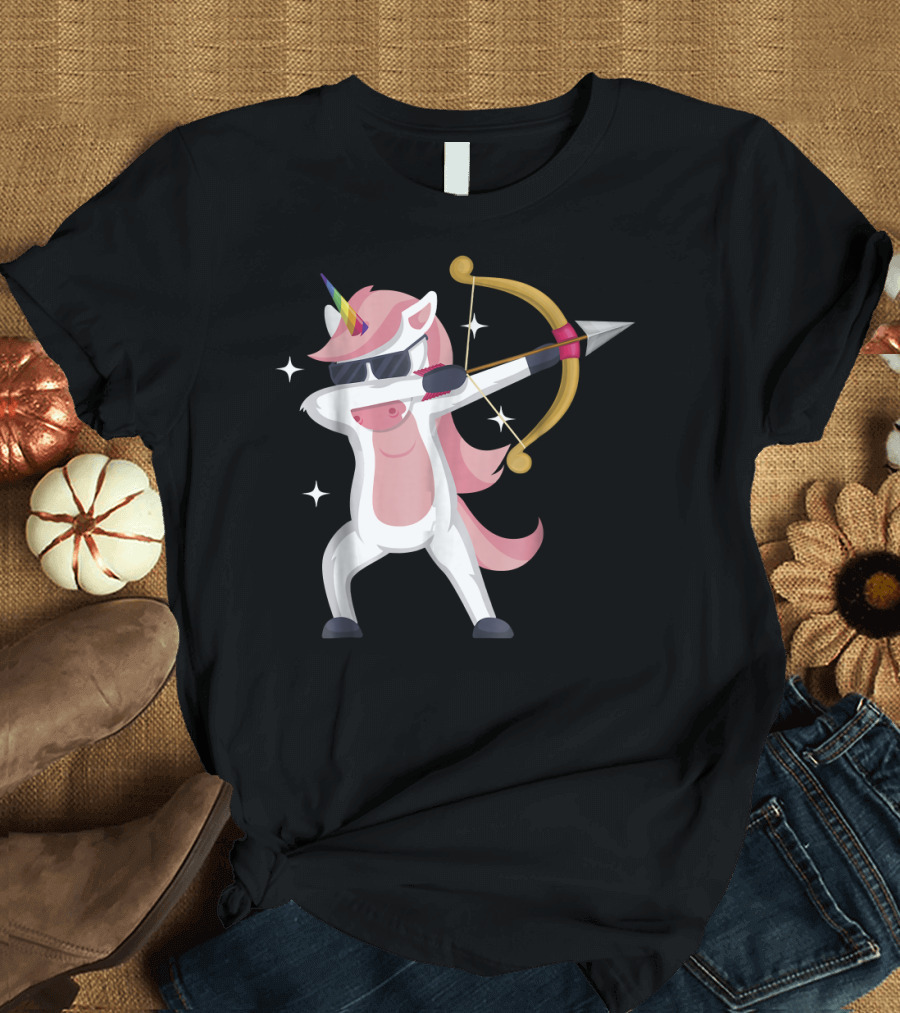 Archery Unicorn Archer Arrows Bow Sunglasses Stars T-Shirt