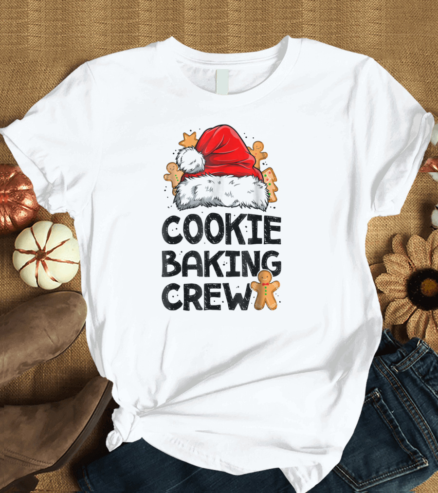 Cookie Baking Crew Gingerbread Santa Hat Christmas Fun T-Shirt