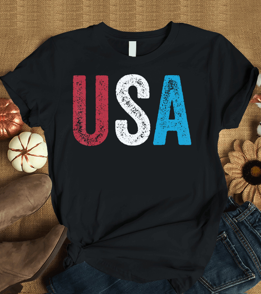 USA Red White Blue American Flag Colors 4th of July T-Shirt