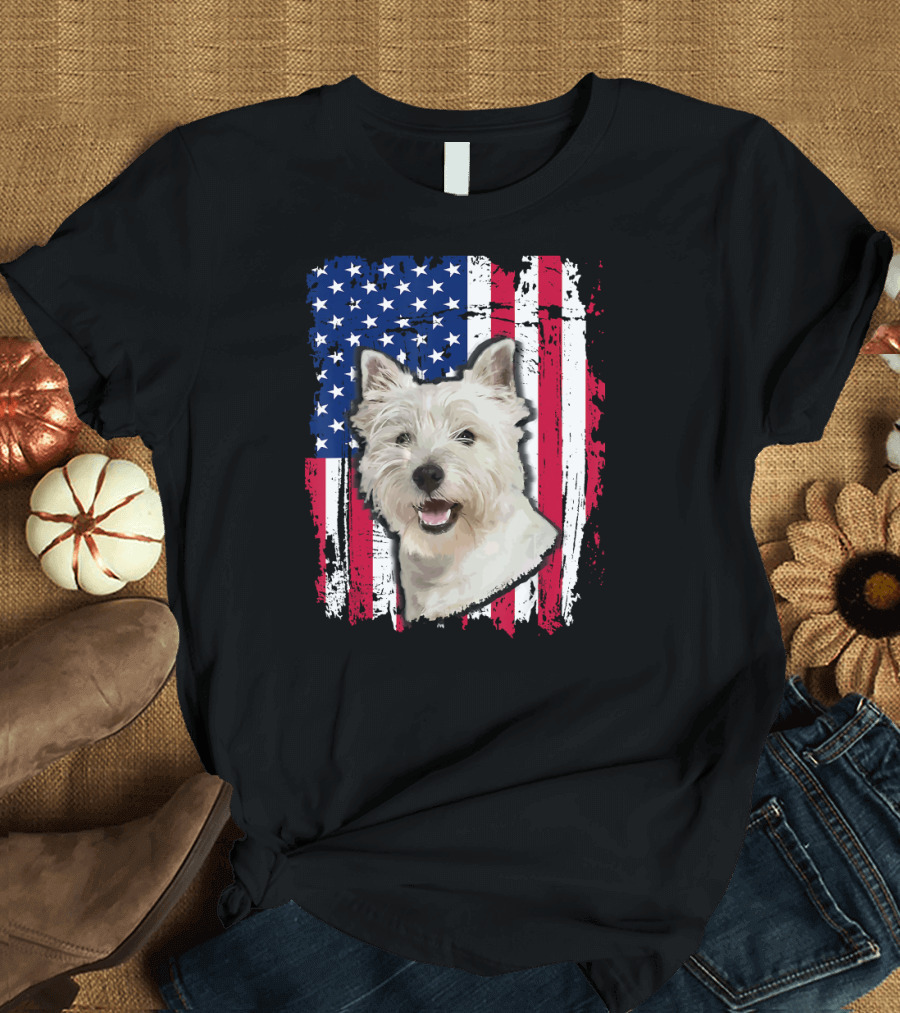 Westie American Flag 4th of July T-Shirt