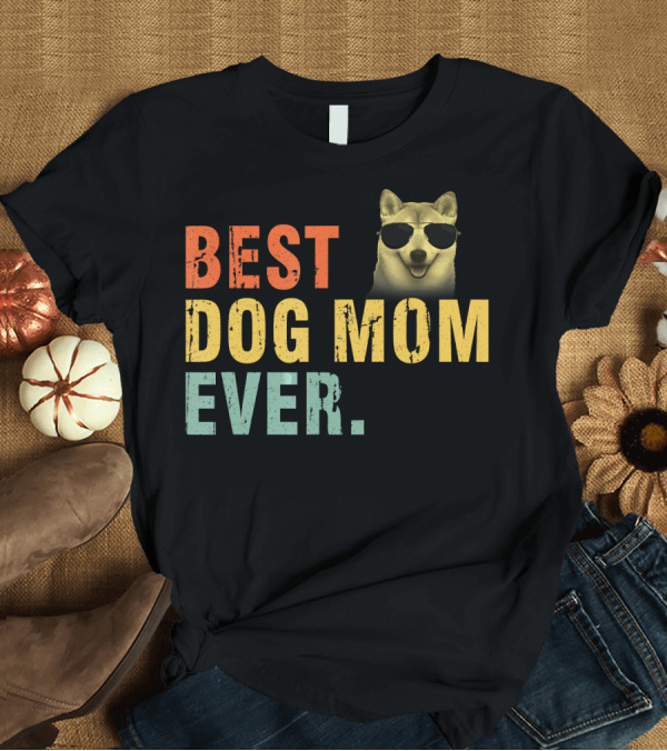 T-Shirt: Best Dog Mom Ever Vintage Akita Sunglasses T-Shirt Best Dog Mom Ever Vintage Akita Sunglasses T-Shirt