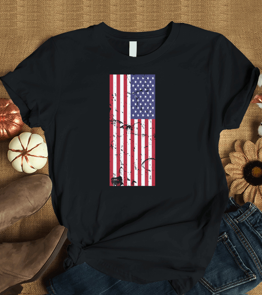 Distressed American Flag 4th of July USA Independence Day T-Shirt
