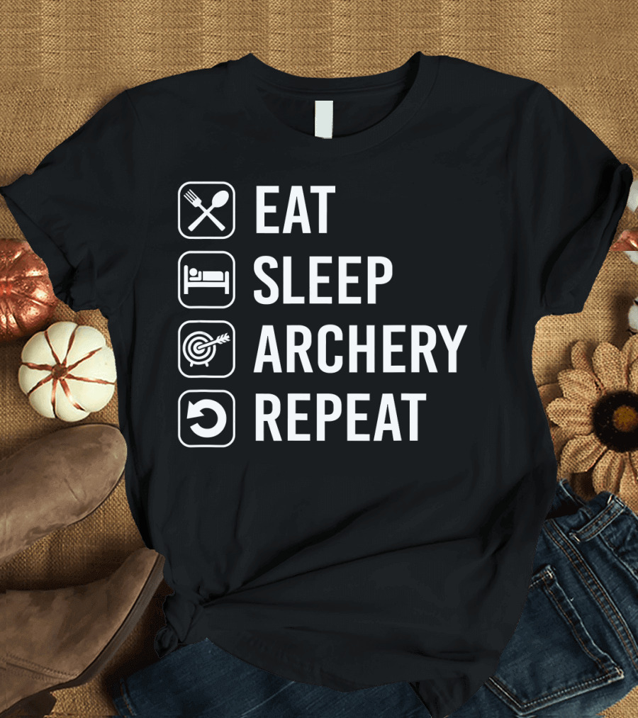Eat Sleep Archery Repeat Bow Hunting Gear T-Shirt
