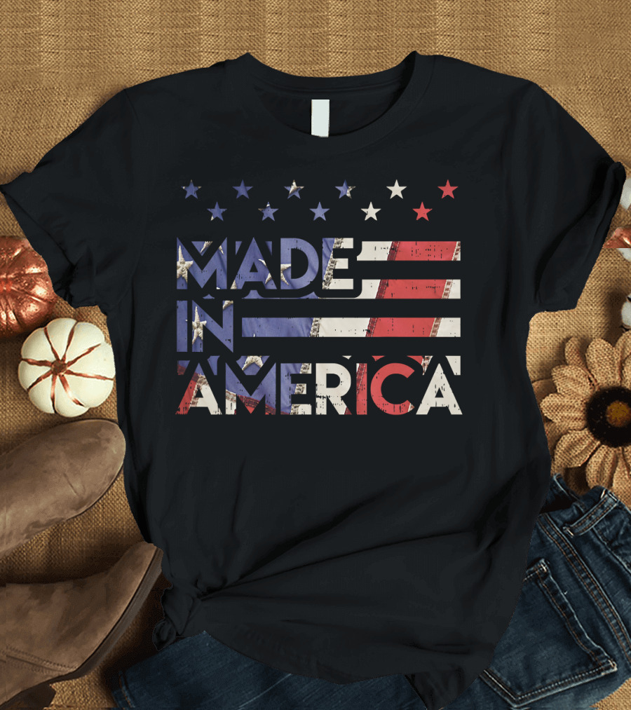 Made In America Pride Stars and Stripes Born In USA T-Shirt