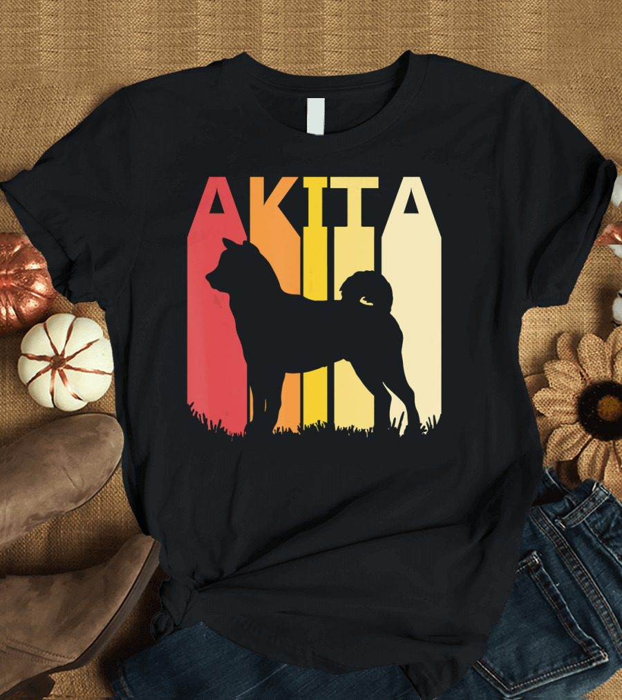 Retro Akita Dog Breed Silhouette Owner T-Shirt