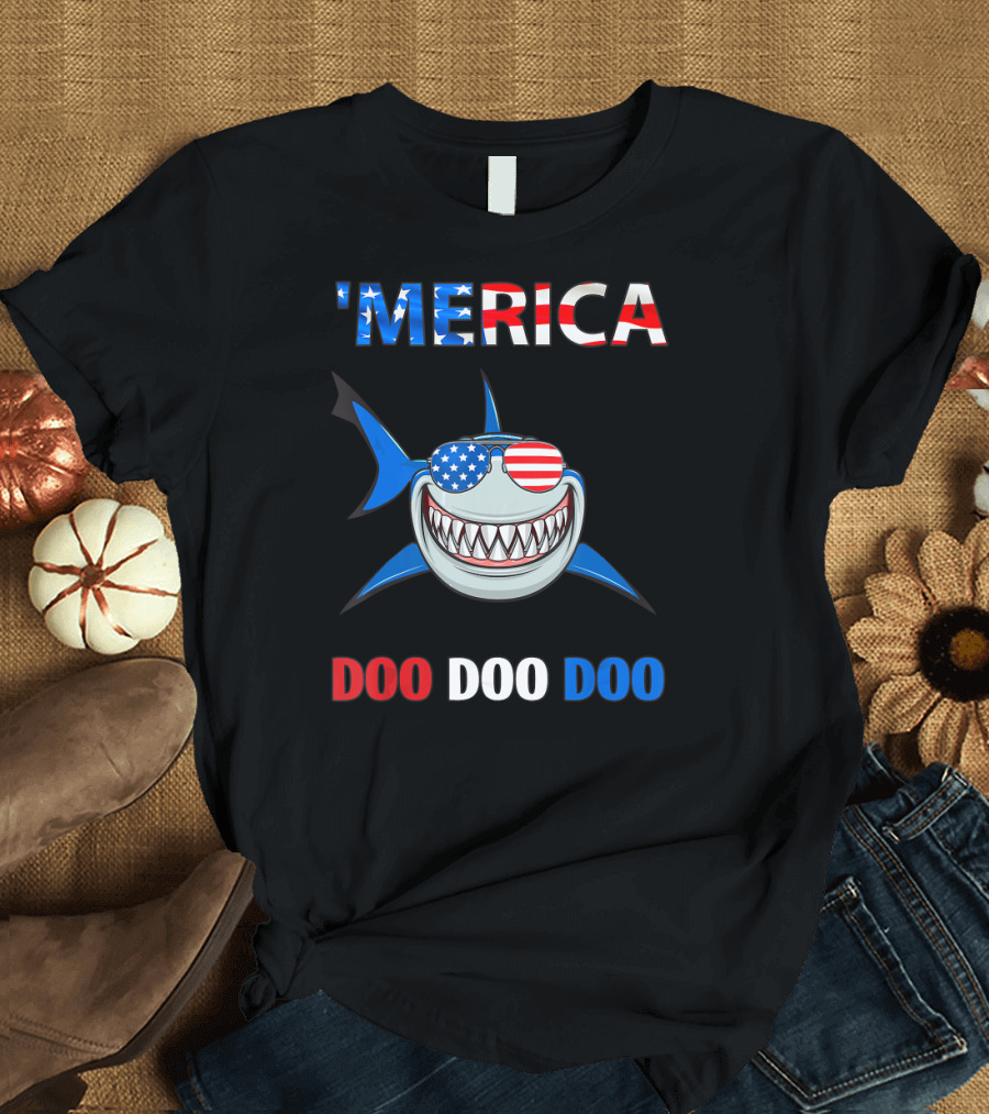 'Merica Shark Doo Doo Doo 4th of July T-Shirt
