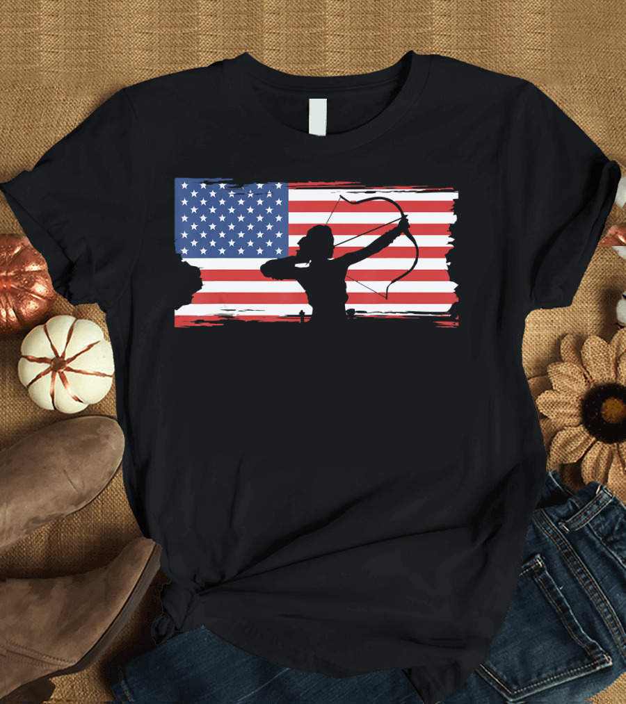 USA Flag Female Archery T-Shirt