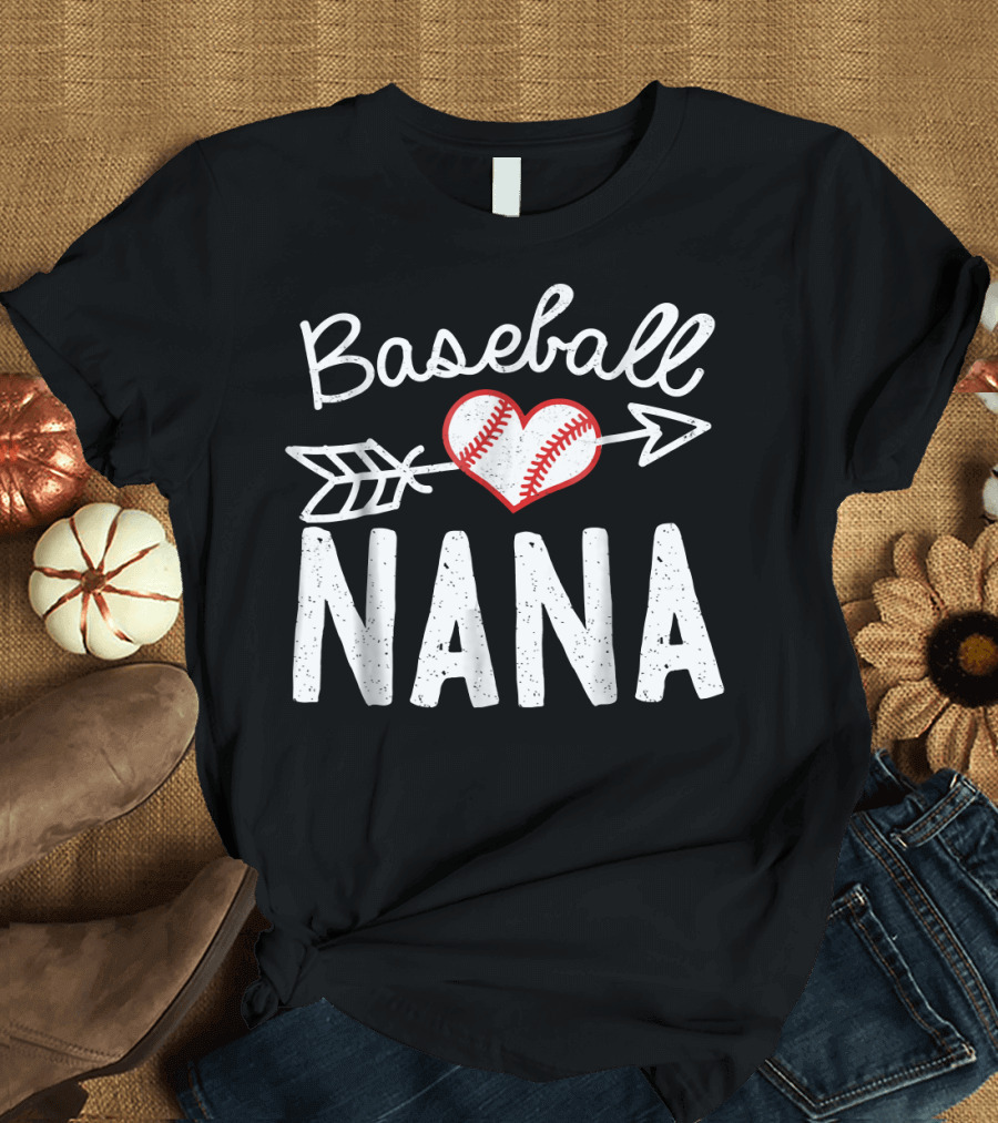 Baseball Heart Nana Arrow T-Shirt