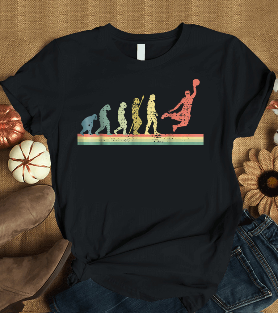 Funny Basketball Evolution Retro Dunk T-Shirt