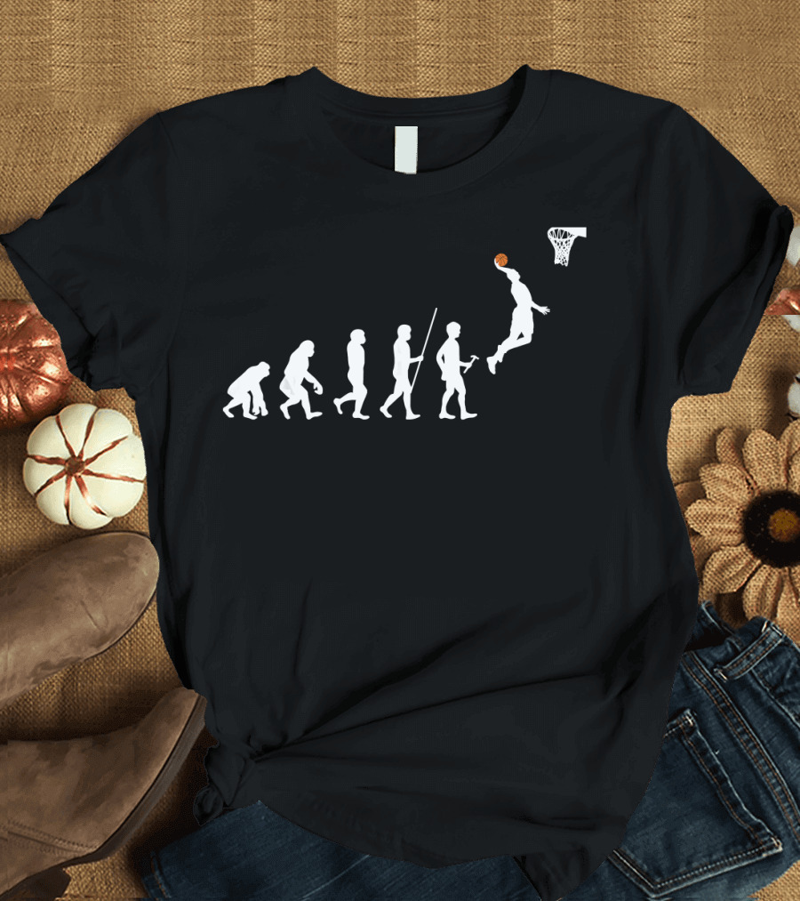 Human Evolution Basketball Dunk Evolution to Slam Dunk T-Shirt