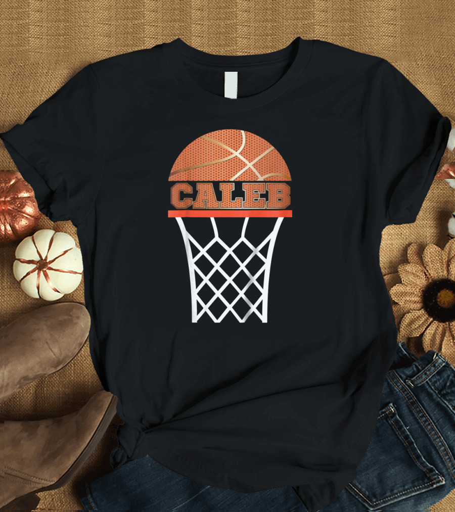 Caleb Basketball Custom Name Kids Net T-Shirt