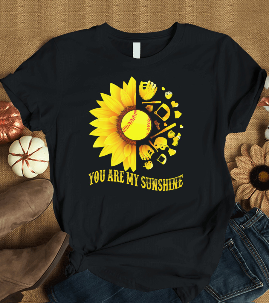 You Are My Sunshine Sunflower Baseball Softball Fan T-Shirt