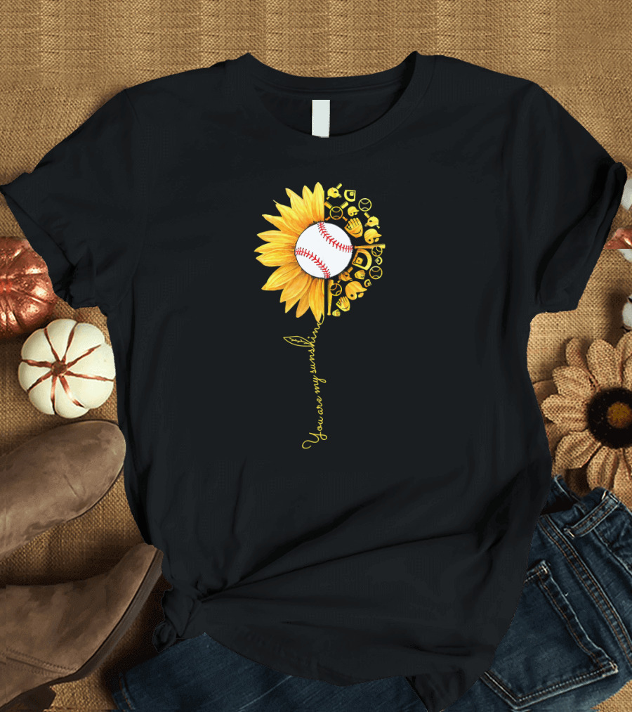 You Are My Sunshine Sunflower Baseball Softball Sports Icons T-Shirt